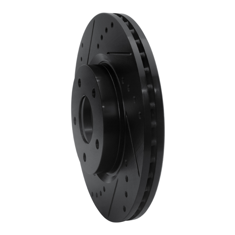 Nissan Altima Brake Rotor (1) - Front Left - R1 Concepts - Drilled & Slotted - Black - `13-`25